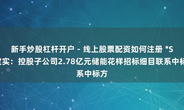 新手炒股杠杆开户 - 线上股票配资如何注册 *ST宝实：控股子公司2.78亿元储能花样招标细目联系中标方