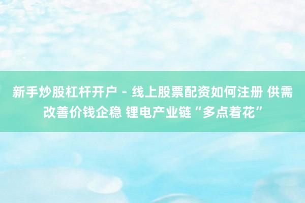 新手炒股杠杆开户 - 线上股票配资如何注册 供需改善价钱企稳 锂电产业链“多点着花”