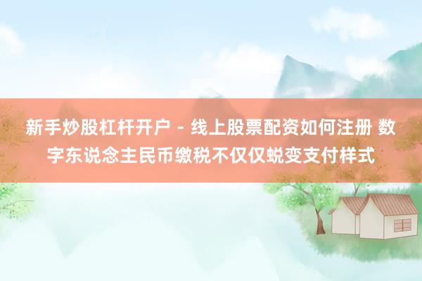 新手炒股杠杆开户 - 线上股票配资如何注册 数字东说念主民币缴税不仅仅蜕变支付样式