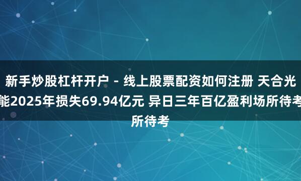 新手炒股杠杆开户 - 线上股票配资如何注册 天合光能2025年损失69.94亿元 异日三年百亿盈利场所待考