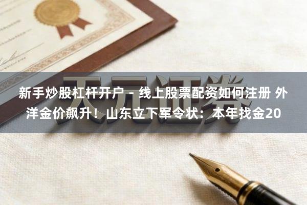 新手炒股杠杆开户 - 线上股票配资如何注册 外洋金价飙升！山东立下军令状：本年找金20