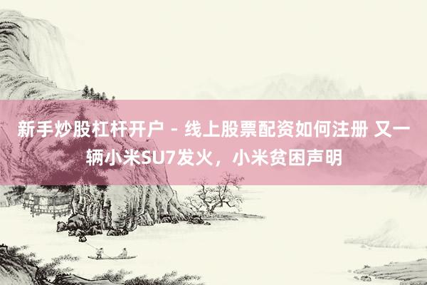 新手炒股杠杆开户 - 线上股票配资如何注册 又一辆小米SU7发火，小米贫困声明