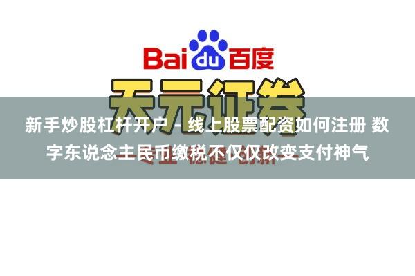 新手炒股杠杆开户 - 线上股票配资如何注册 数字东说念主民币缴税不仅仅改变支付神气